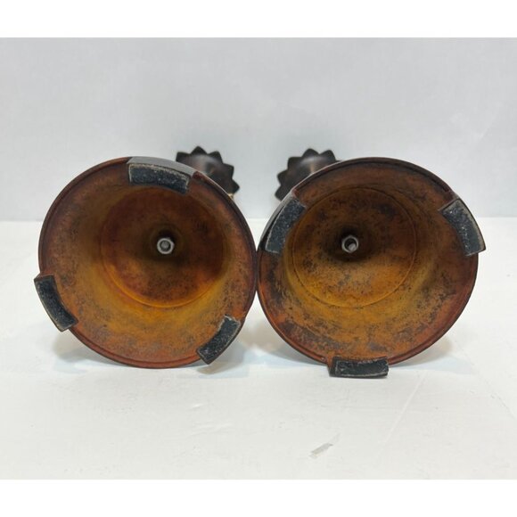 Vintage Brass Koi Dolphin Candlestick Holders Ornate Patina Base Leaf Design - Picture 7 of 7